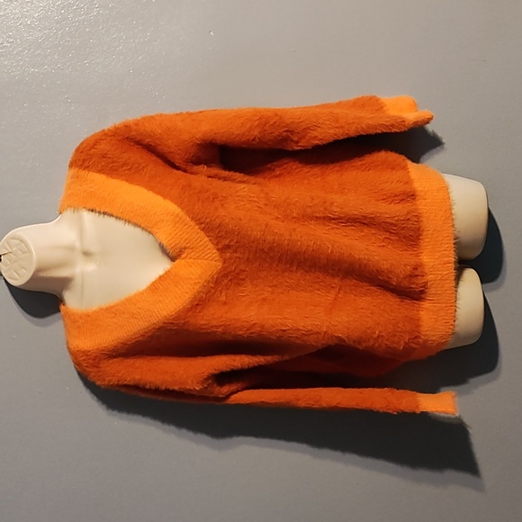 Emory Park women's orange fuzzy soft oversized small sweater - Picture 2 of 16